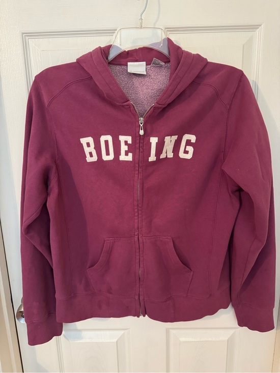 Boeing Tops - Boeing signature logo full-zip hoodie in a dark pink - size medium